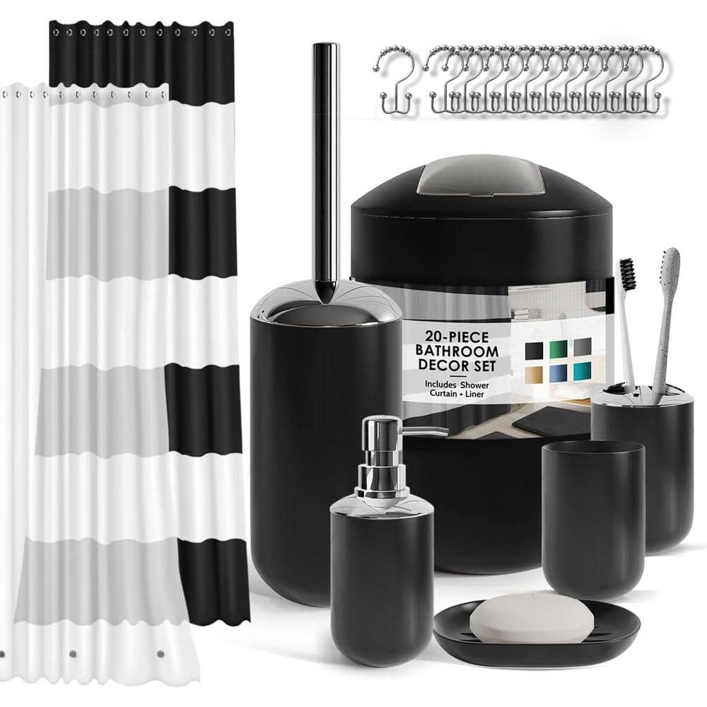 20-Piece Bathroom Accessory Set with Shower Curtain Set, Soap Dispenser, To