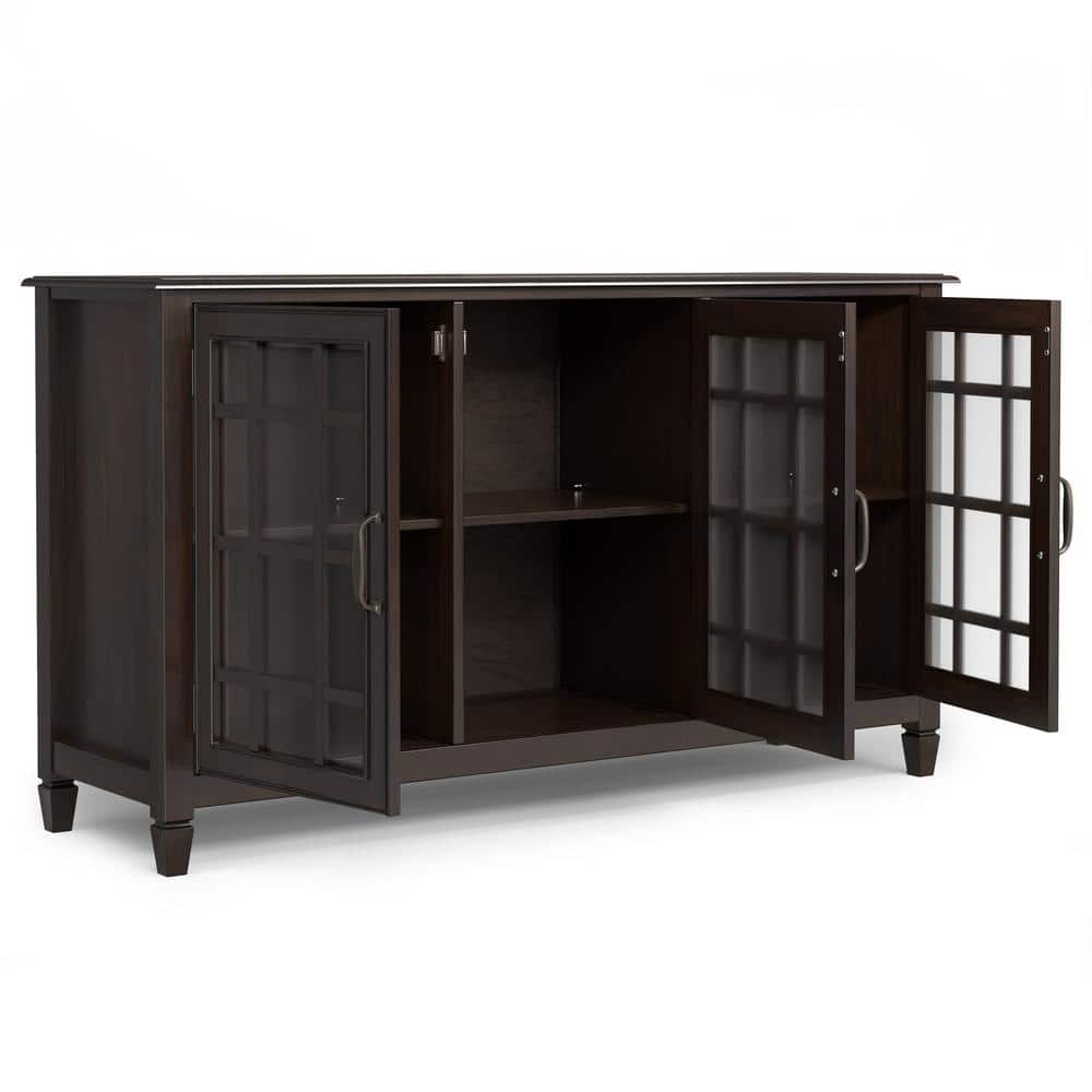 Chestnut Brown Solid Wood Office Storage Cabinet with Adjustable Shelving
