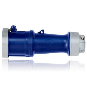 60 Amp 250-Volt 3-Phase, 2P, 3-Watt IEC 60309-1 and 60309-2 Pin and Sleeve Connector Watertight, Blue