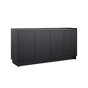 Simply Modern Black 30 in. H x 60 in. W x 16 in. D 4 Door Accent Storage Cabinet with Adjustable Shelves
