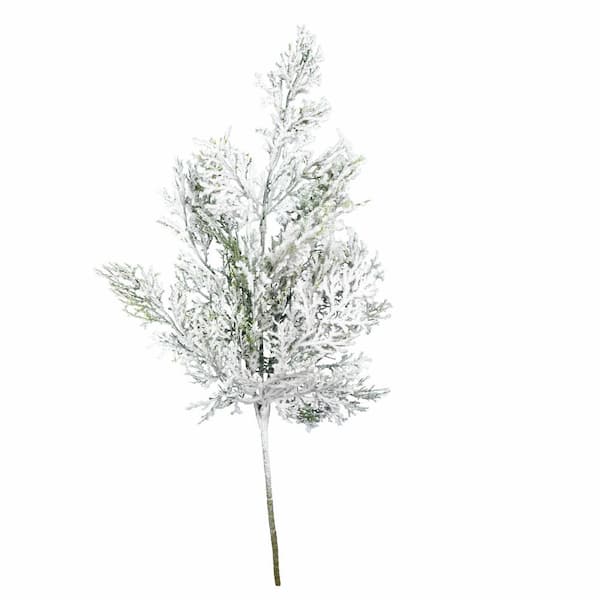 Vickerman 18 in Artificial Snowy Cedar Spray. FJ192002 - The Home Depot