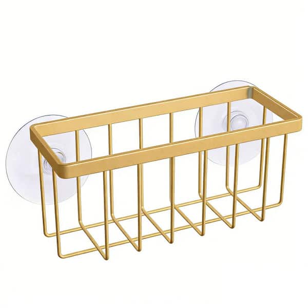 Stainless Steel Suction Kitchen Sink Sponge Holder in Gold, Sink Organizer, Easy to Install, Sturdy and Stable