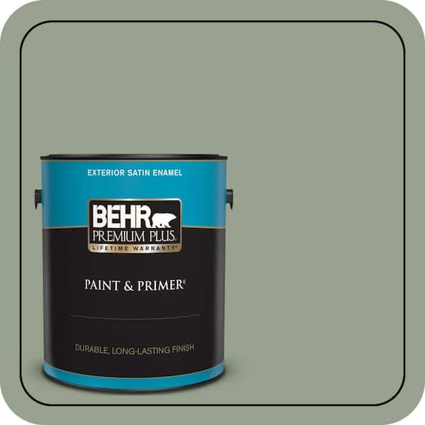 BEHR PREMIUM PLUS 1 gal. #N390-4 Bitter Sage Satin Enamel Exterior Paint & Primer