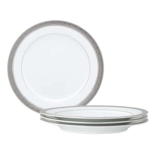 Noritake Crestwood Platinum 8.25 in. (Platinum) Porcelain Salad Plates, (Set of 4)