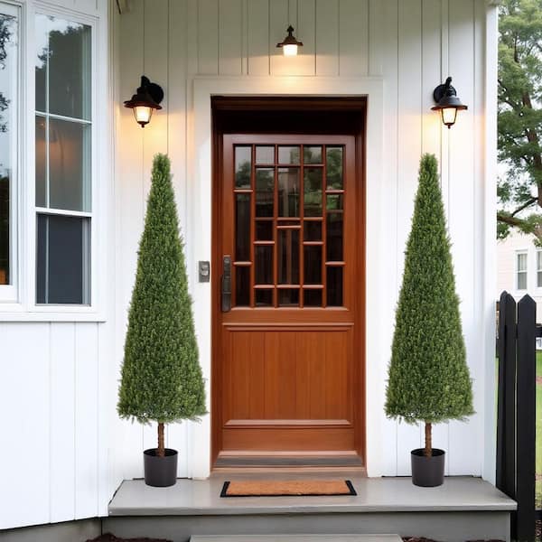 5.9 ft. 1-Piece Artificial Boxwood Topiary Tree Bonsai-Indoor/Outdoor Fake Potted Plants in Plastic Pots, Green Decor