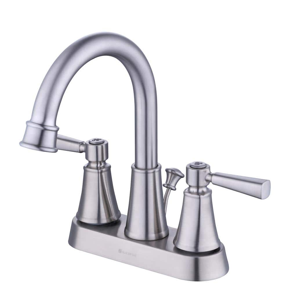 Glacier Bay Melina 4 in. Centerset Double Handle High-Arc Bathroom Faucet in Brushed Nickel