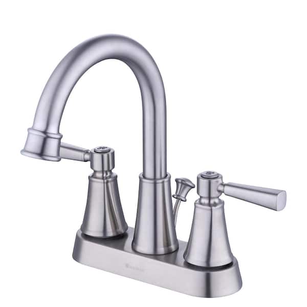 Glacier Bay Melina 4 in. Centerset Double Handle High-Arc Bathroom Faucet  in Brushed Nickel HD67513W-6C04 - The Home Depot