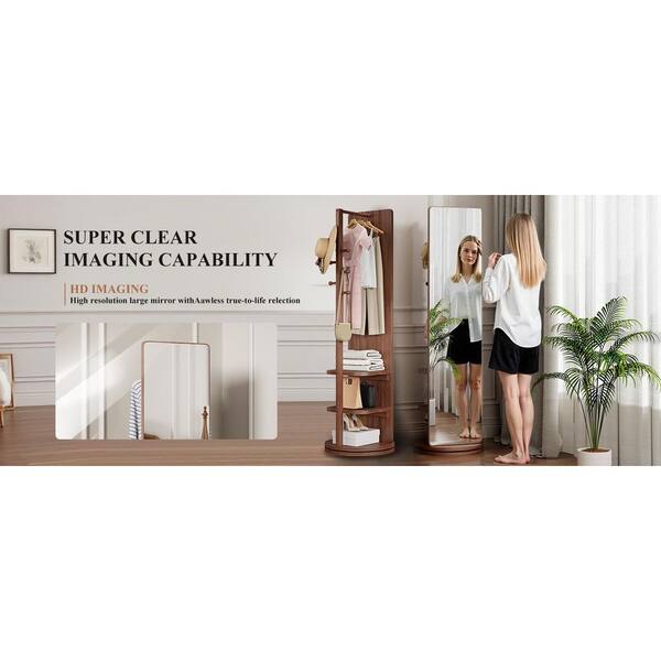 Brown W x H Rectangular Solid Wood Full Length