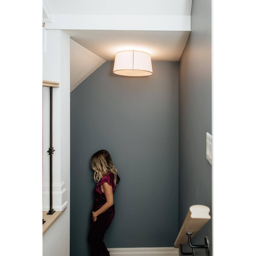 Gold Glass Drum Indoor/Outdoor Flush Mount Light