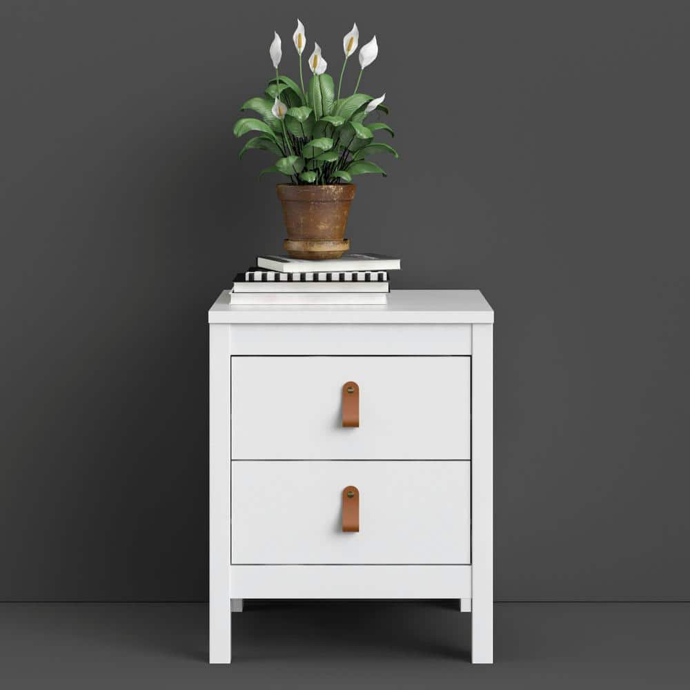 White 2-Drawer Modern Nightstand with Foil Finish