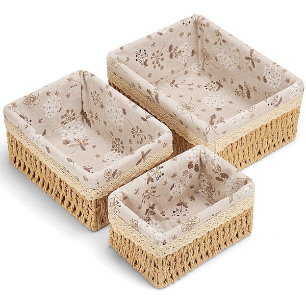 Floral Wicker Paper Baskets Brown Wicker 7.9 in. W x 4.9 in. H