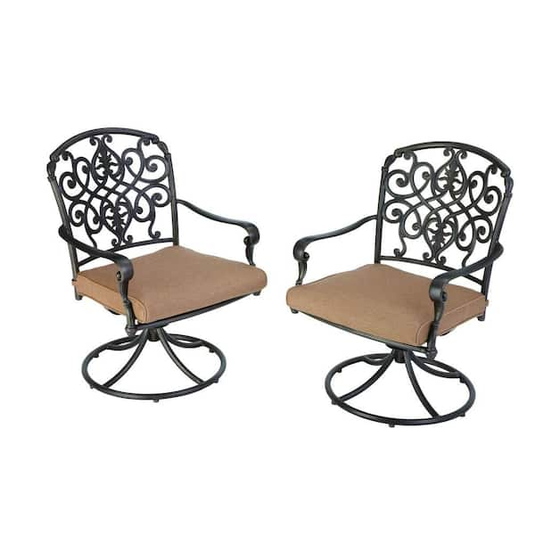 Hampton Bay Edington 2013 Swivel Patio Dining Chair with Textured Umber Cushion (2-Pack)-DISCONTINUED