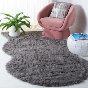 Faux Sheep Skin Grey Doormat 2 ft. x 3 ft. Solid Area Rug