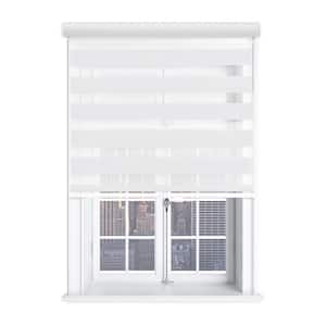 Free Stop Ice White Cordless Light Filtering Polyester Banded Shade with Cassette Valance 27 in. W x 72 in. L
