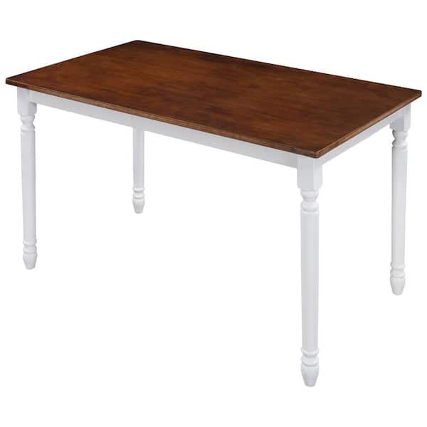 Polibi 47.2 in. L Rectangular Cherry Wood Top with White Frame etro Classical Dining Table