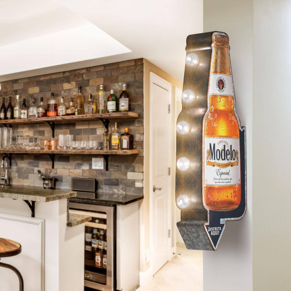 American Art Decor Metal LED Modelo Especial Marquee Sign: Vintage-Inspired, Double-Sided, Battery-Powered