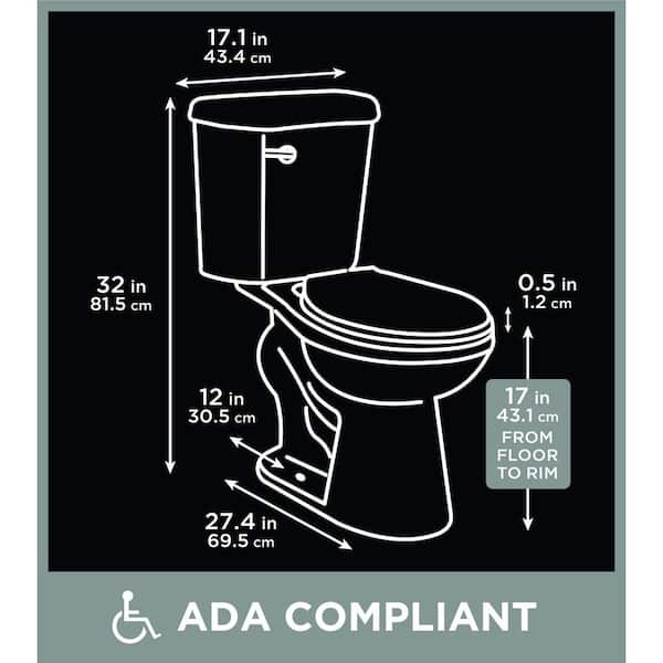Power Flush 12 in. Rough In 2-Piece 1.28 GPF Single Flush Round Toilet in White, Seat Included