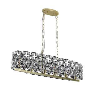 39.40 in. 6-Light Modern Golden Chandelier for Living Room and Kitchen with K9 Crystal Shade