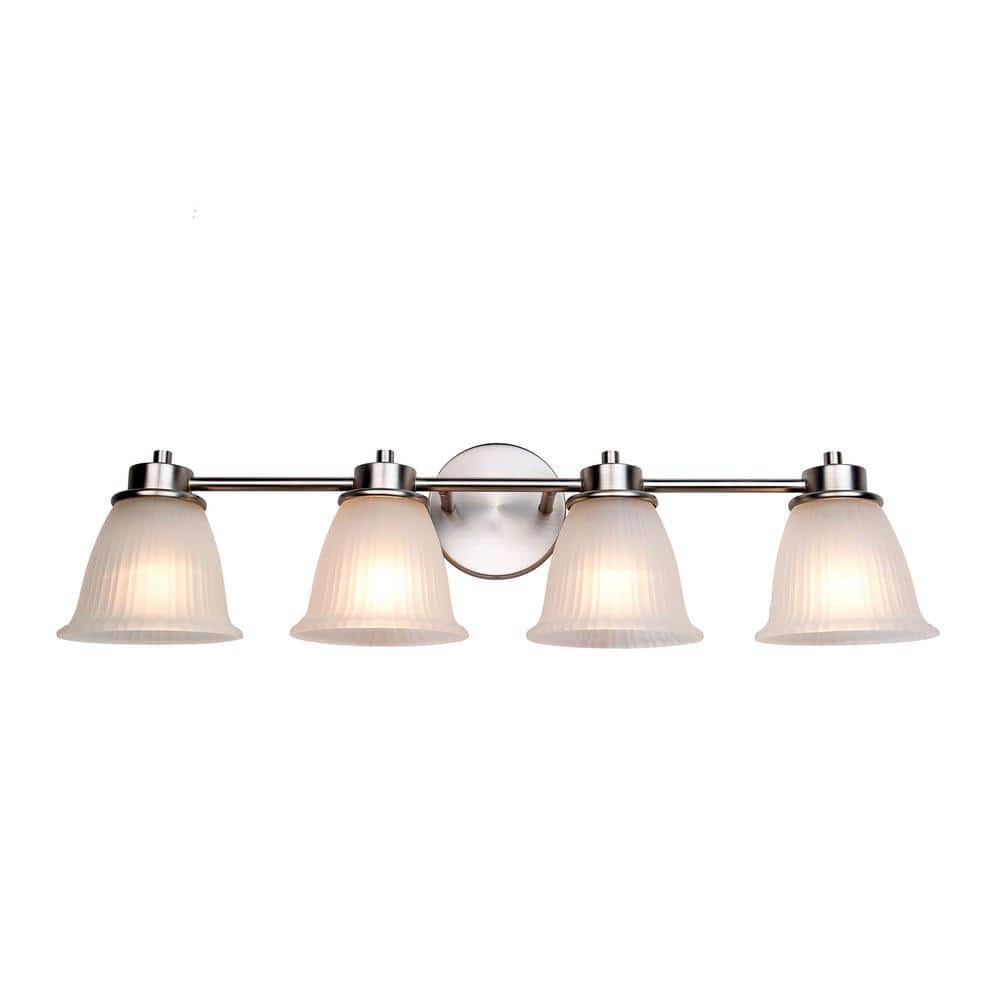 30-Inch Brushed Nickel 4-Light Vanity Fixture with Frosted Glass Shades
