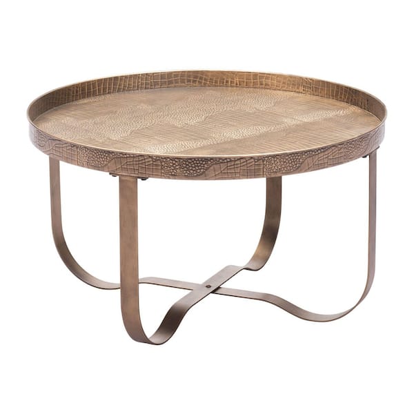 ZUO Vannes 29.9 in. Brass Round Steel Metal Top Coffee Table