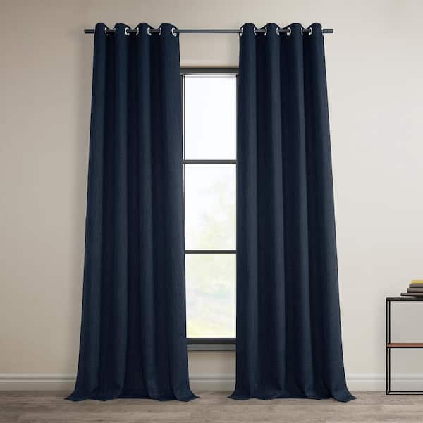 Exclusive Fabrics & Furnishings Nightfall Navy Blue Faux Linen Grommet ...