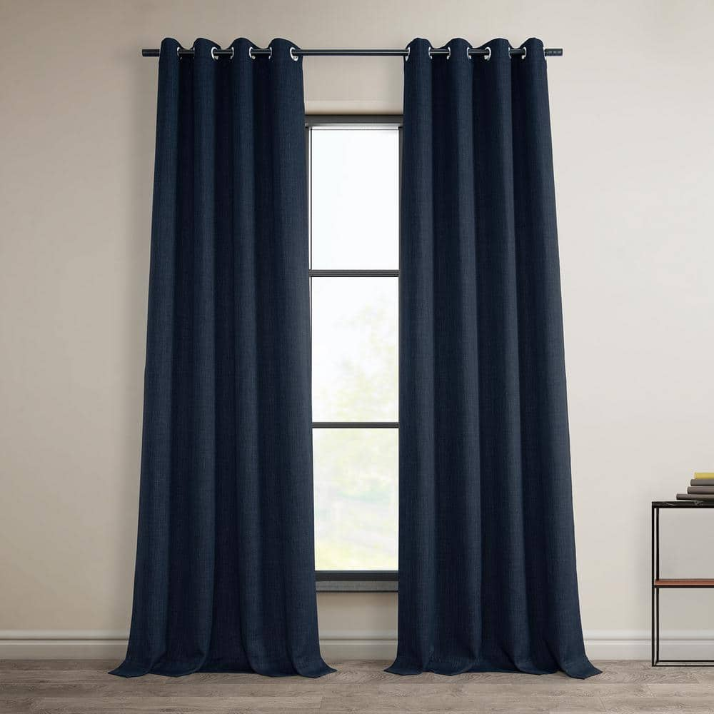 Exclusive Fabrics & Furnishings Nightfall Navy Blue Faux Linen Grommet 