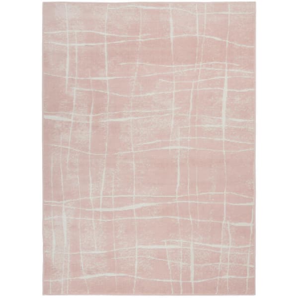 Nourison Whimsicle Pink Ivory 4 ft. x 6 ft. Abstract Contemporary Area Rug