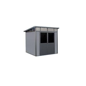 7 ft. x 7 ft. Wood Plastic Composite Heavy-Duty Storage Shed - Pent Roof and Double Doors Grey Color (49 sq. ft.)