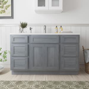 54 in. W x 21 in. D x 32.5 in. H Bath Vanity Cabinet without Top in Silver