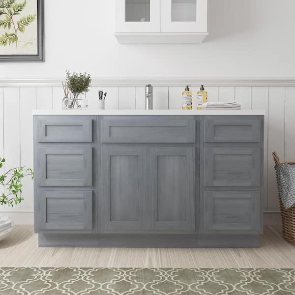 Vanity Art 54 in. W x 21 in. D x 32.5 in. H Bath Vanity Cabinet without Top in Silver