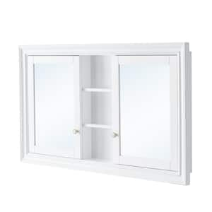 55 in. W x 32 in. H Rectangular Solid Wood Recessed Medicine Cabinet with Mirror