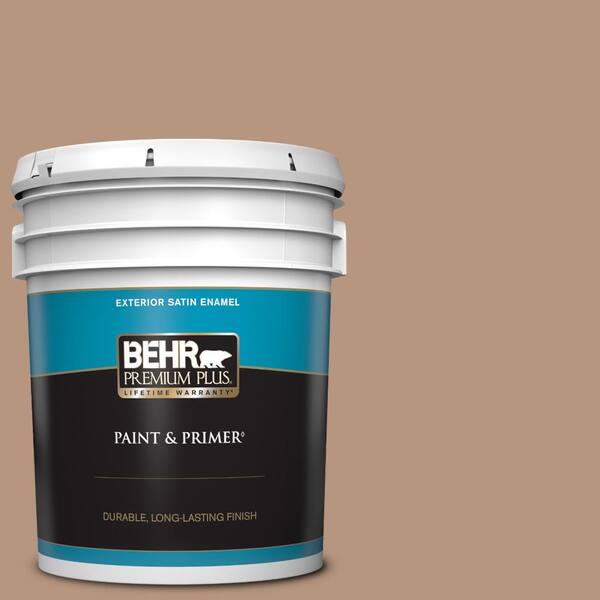 BEHR PREMIUM PLUS 5 gal. #S220-4 Potters Clay Satin Enamel Exterior Paint & Primer