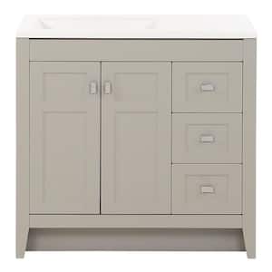 Bladen 36 in. W x 19 in. D x 35 in. H Single Sink Freestanding Bath Vanity in Gray with White Cultured Marble Top