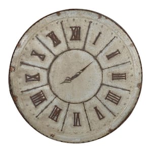 30 in. Bronze Classic Vintage Style Round Clock With Matted Bronze Tin Tone