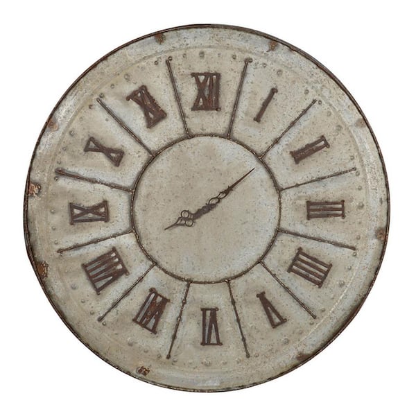 Benjara 30 in. Bronze Classic Vintage Style Round Clock With Matted Bronze Tin Tone