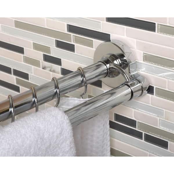 Dyiom Shower Curtain Rod - 26-40 in. Adjustable Tension Curtain Rod,  Stainless Steel, for Bathroom, Easy to Install Silver B09XX9HJJN - The Home  Depot