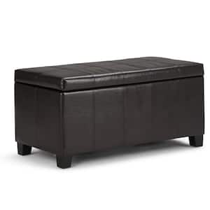 Dover 36 in. Contemporary Storage Ottoman in Tanners Brown Faux Leather