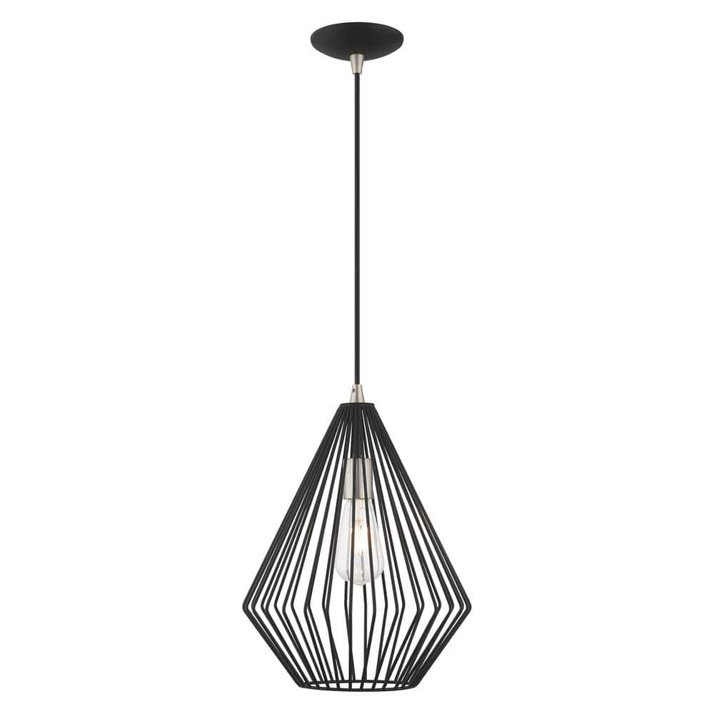 Linz Black Steel Geometric Mini Pendant Light - 21" Height