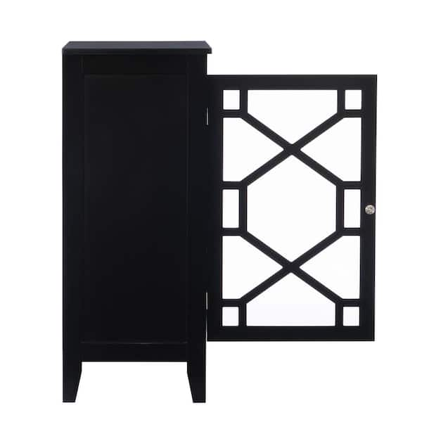 Linon Home Decor Maxwell Black Small Accent Storage Cabinet with Glass Pane Overlay