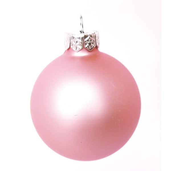 Whitehurst 2 in. Baby Pink Matte Glass Christmas Ornaments (28-Pack)