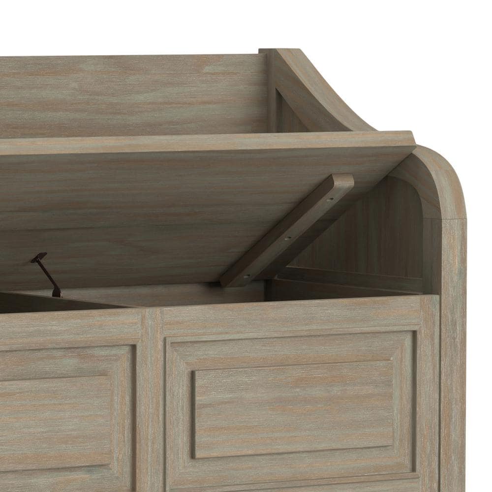 Connaught Distressed Grey Solid Wood Entryway Storage Bench
