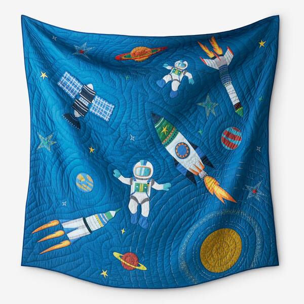 The Company Store Company Kids Outerspace Quilt Ink Blue