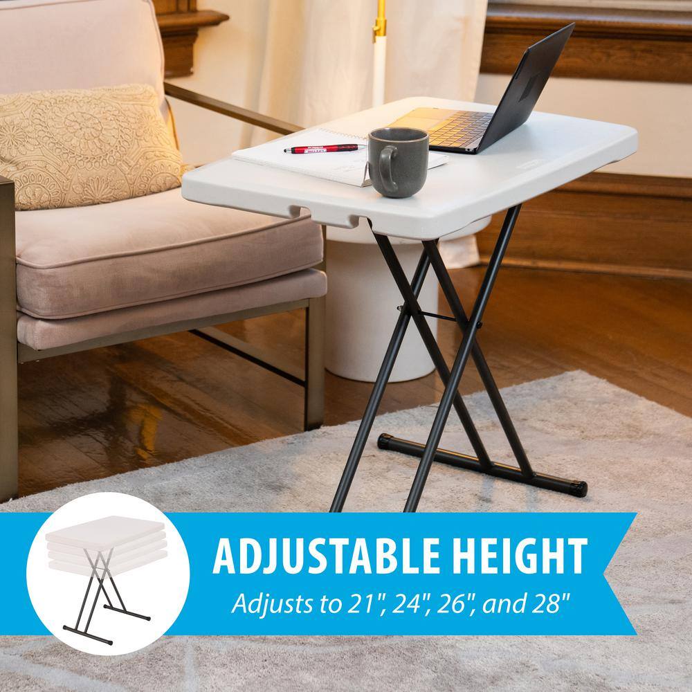 Adjustable Gray Powder-Coated Steel Folding Table with X-Shaped Legs