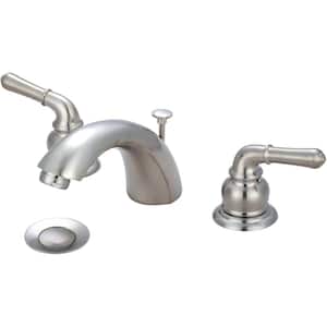 Accent 8 in. Widespread 2-Handle Low-Arc Bathroom Faucet in Brushed Nickel