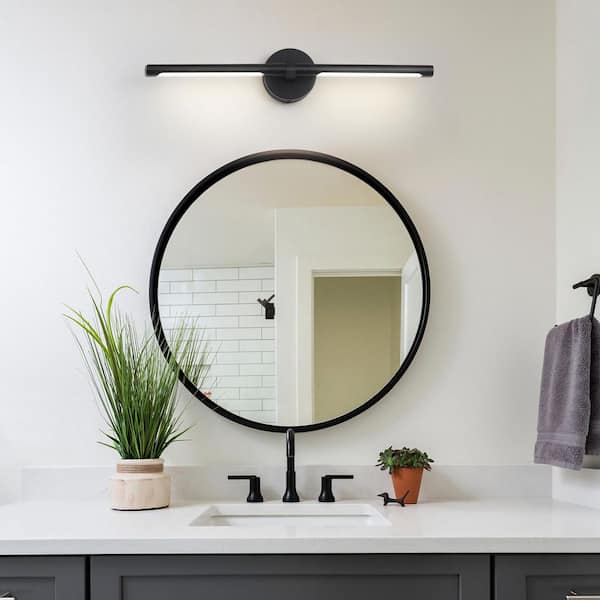TinHon 24 in. Modern Matte Black LED Vanity Light, 11W 4000K Wall