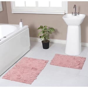Home Weavers Inc Radiant Collection Pink Cotton 2 Piece Bath Rug Set
