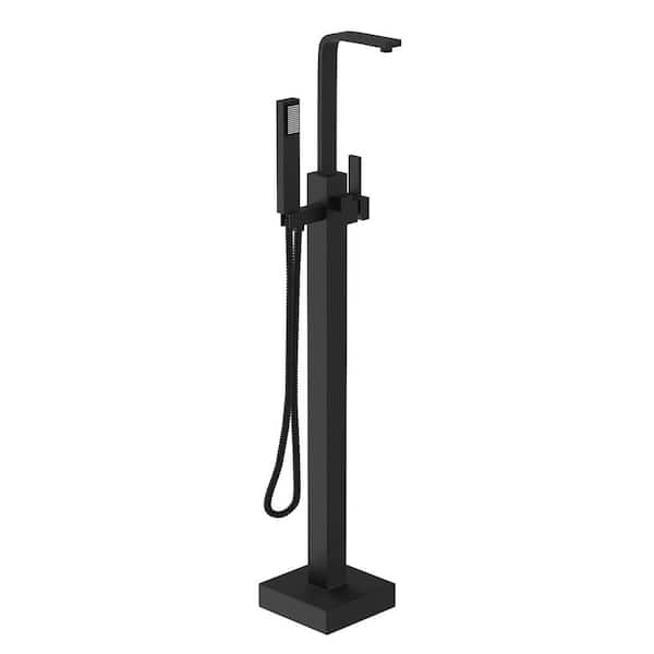 Satico 46-7/8 in. 1-Handl Freestanding Bathtub Faucet with Handheld Shower in Matte Black