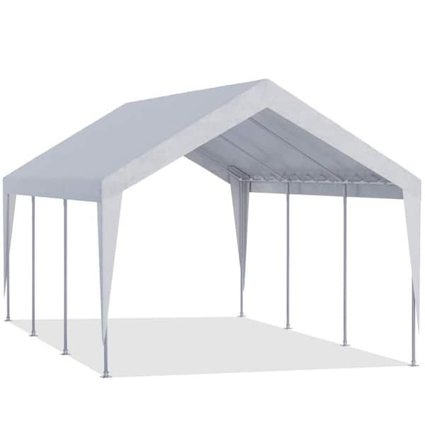 HOMMOW 12 ft. W x 20 ft. D Heavy Duty Carport, Rainproof and UV Protected Shelter Cover, Outdoor Portable Garage for Car, White