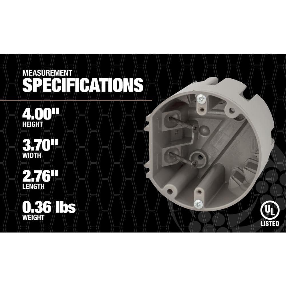 Madison Electric Gray Polycarbonate Round Ceiling Box