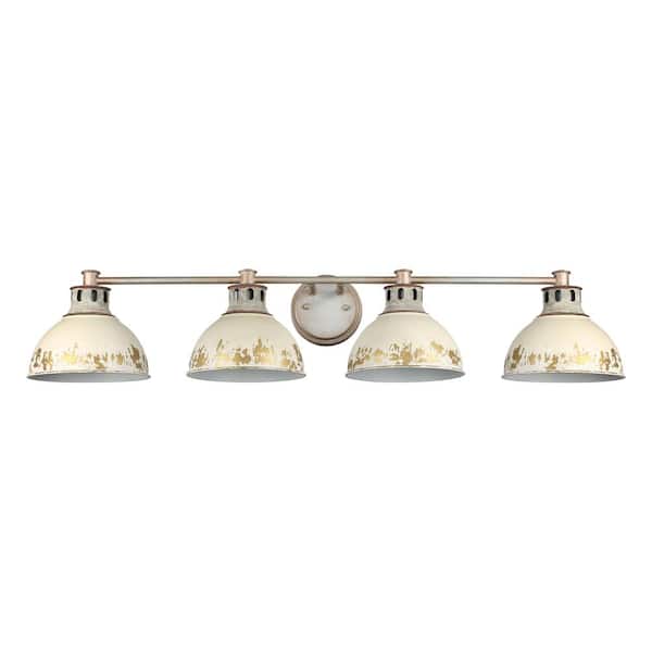 Kinsley 9.25 in. 4 Light Silver Vanity Light with Antique Ivory